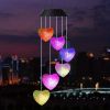 1pc Color Changing LED Solar Power Lamp Heart Wind Chimes Garden Decoration Yard Waterproof LED Light Lighting Hanging Decor (Heart)