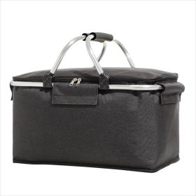 Large Picnic Basket, Insulated Foldable Cooler Bag for Camping Picnic Travel Lunch Bag (Color: Black)