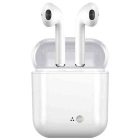 Clear Top Dual Chamber Wireless Bluetooth Earphones With Charging Box (Color: White)